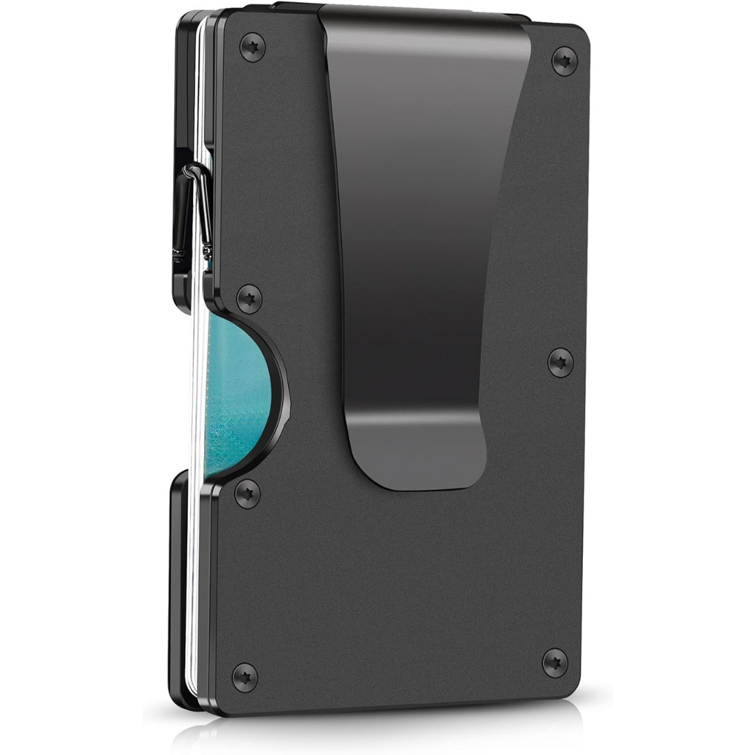 Dunne RFID carbon fiber heren portemonnee met geldclip voor pasjes en bankbiljetten, minimalistisch.