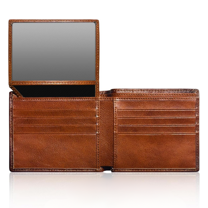 Heren bifold portemonnee van top grain leer, EliteFold, met RFID-bescherming. [[lstfy-media:1]]