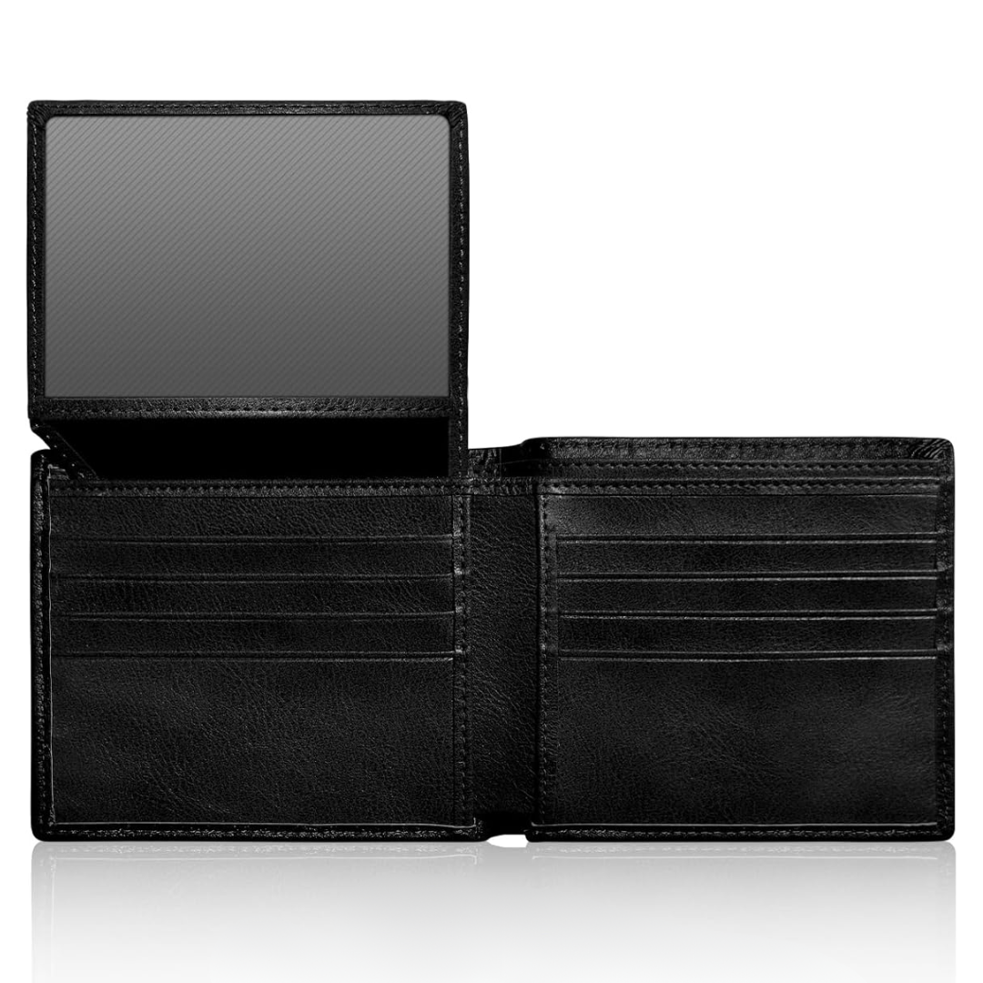Luxe bruine heren bifold portemonnee van top grain leer, slank design, RFID-beschermd.