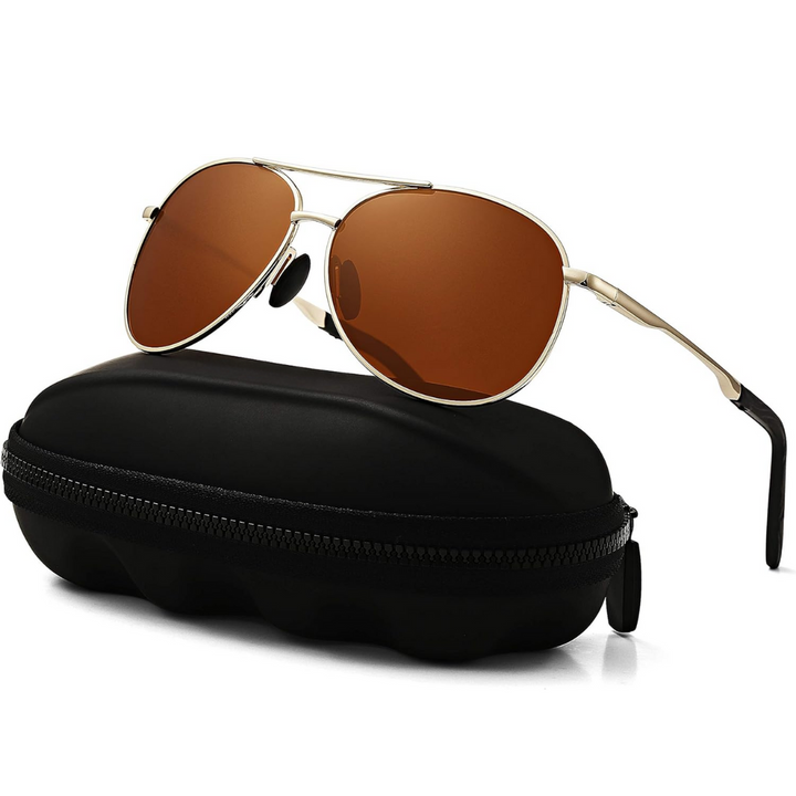 Premium Joey aviator zonnebril, unisex, gepolariseerd, UV400. Ultieme oogbescherming en tijdloze stijl voor iedereen.