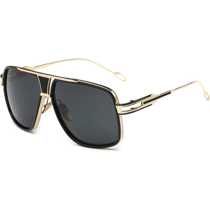 Heren zonnebril Jimmy in aviator-stijl. Robuust montuur van legering biedt volledige UV400 bescherming.