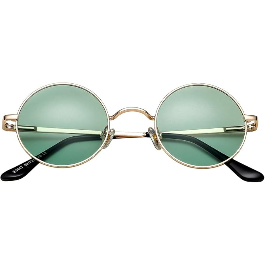 Unisex retro zonnebril, Lennon stijl, ronde glazen, ideaal voor festivals en trends.