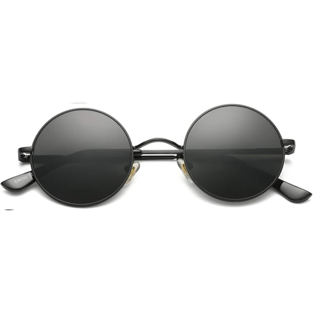 Gepolariseerde retro ronde zonnebril, unisex design, essentieel mode-accessoire.