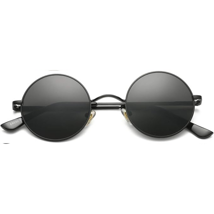 Gepolariseerde retro ronde zonnebril, unisex design, essentieel mode-accessoire.