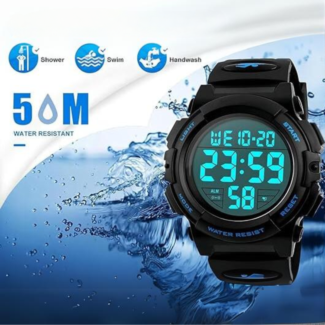 Trendy waterdicht digitaal heren horloge, een duurzaam accessoire voor elke dag en elke sportoutfit.