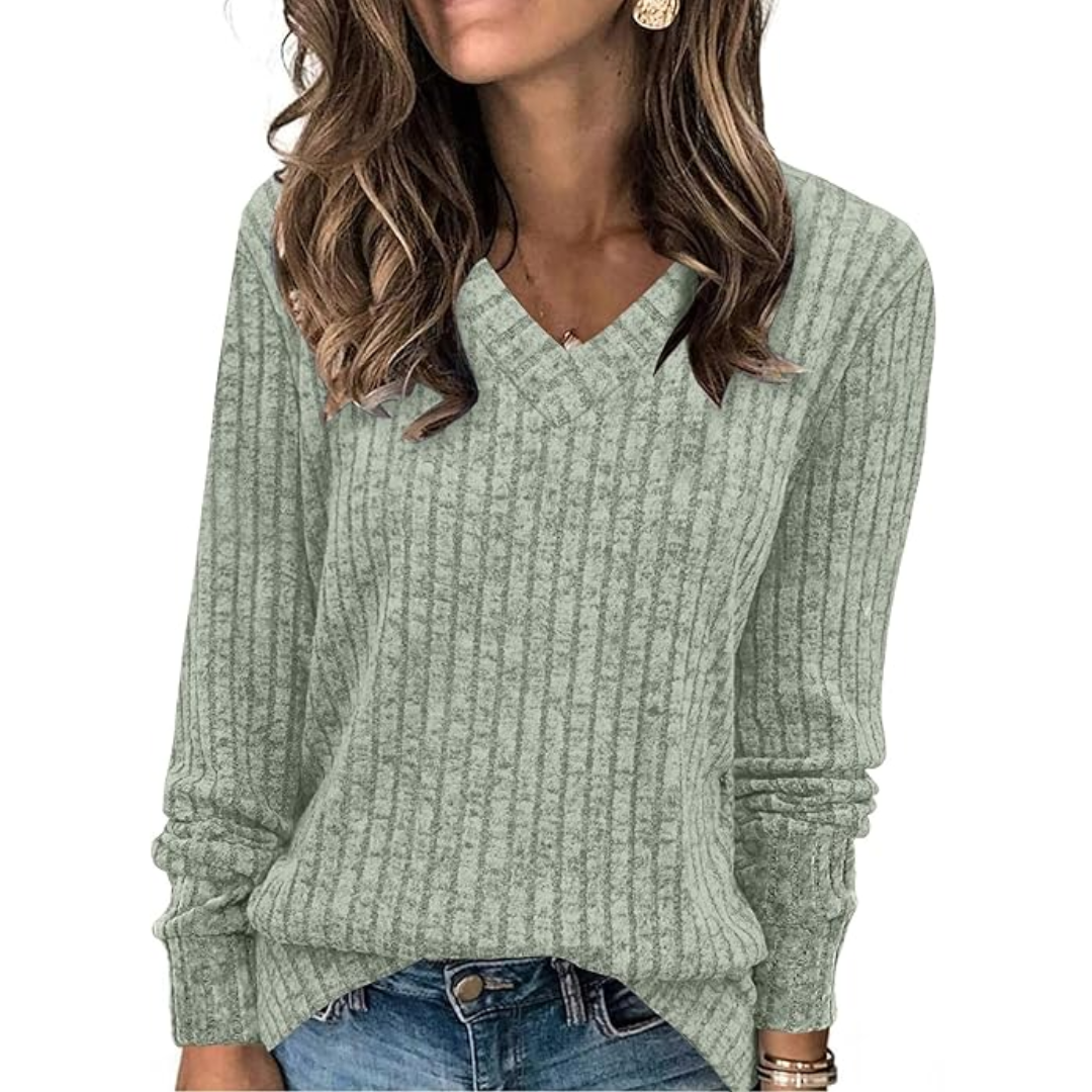 Stijlvolle V-hals tuniektrui voor dames, zacht materiaal en casual look.