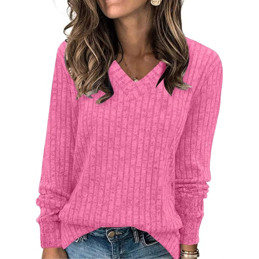 Dames comfortabele V-hals tuniektrui Amanda, ideaal voor herfst/winter casual mode.