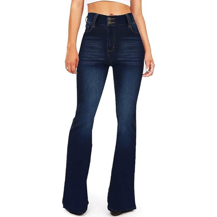 Spijkerbroek 'Stella' voor dames, high-waisted met modieuze flared wijde pijpen.