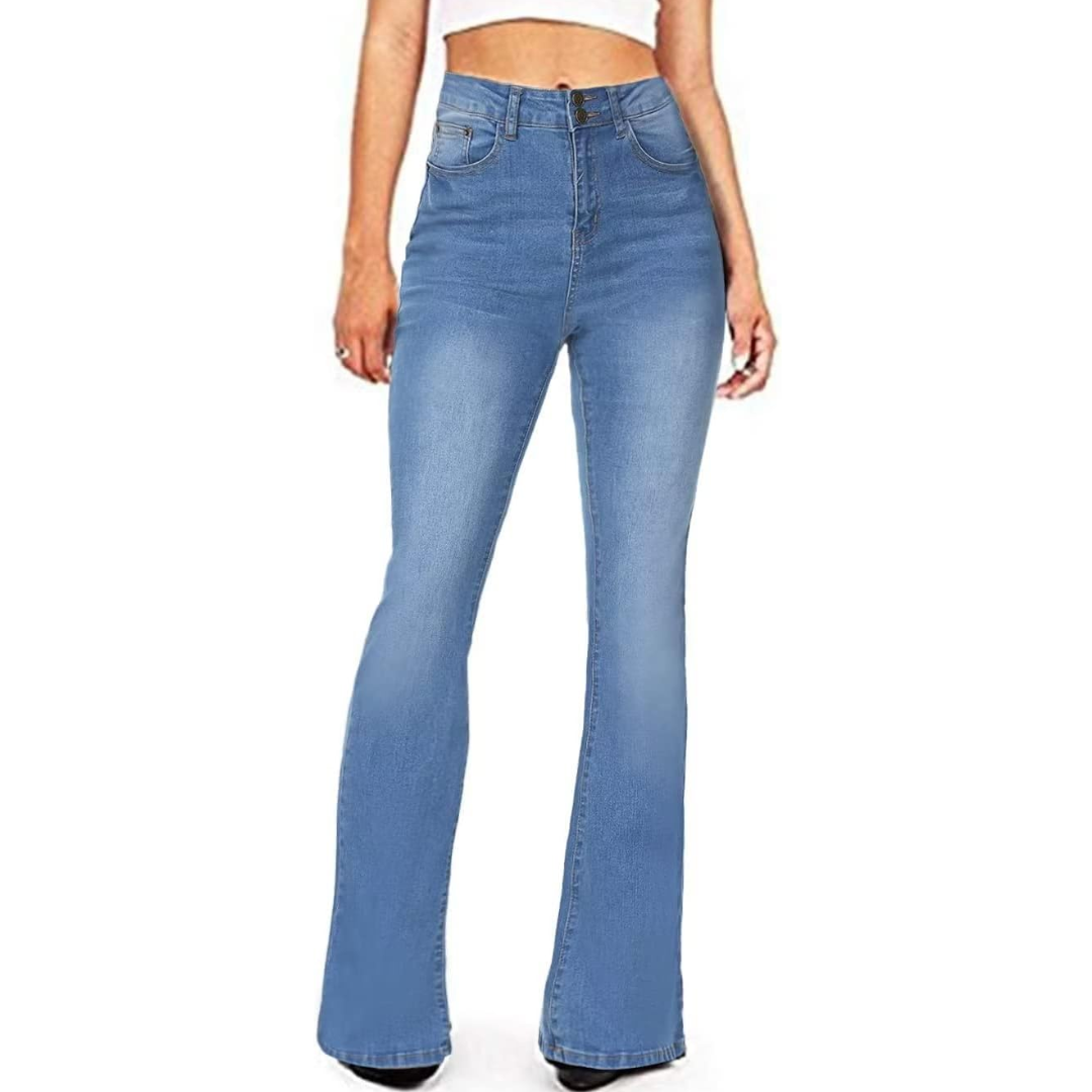 Dames 'Stella' flared jeans met hoge taille en wijde pijpen, casual en chique.