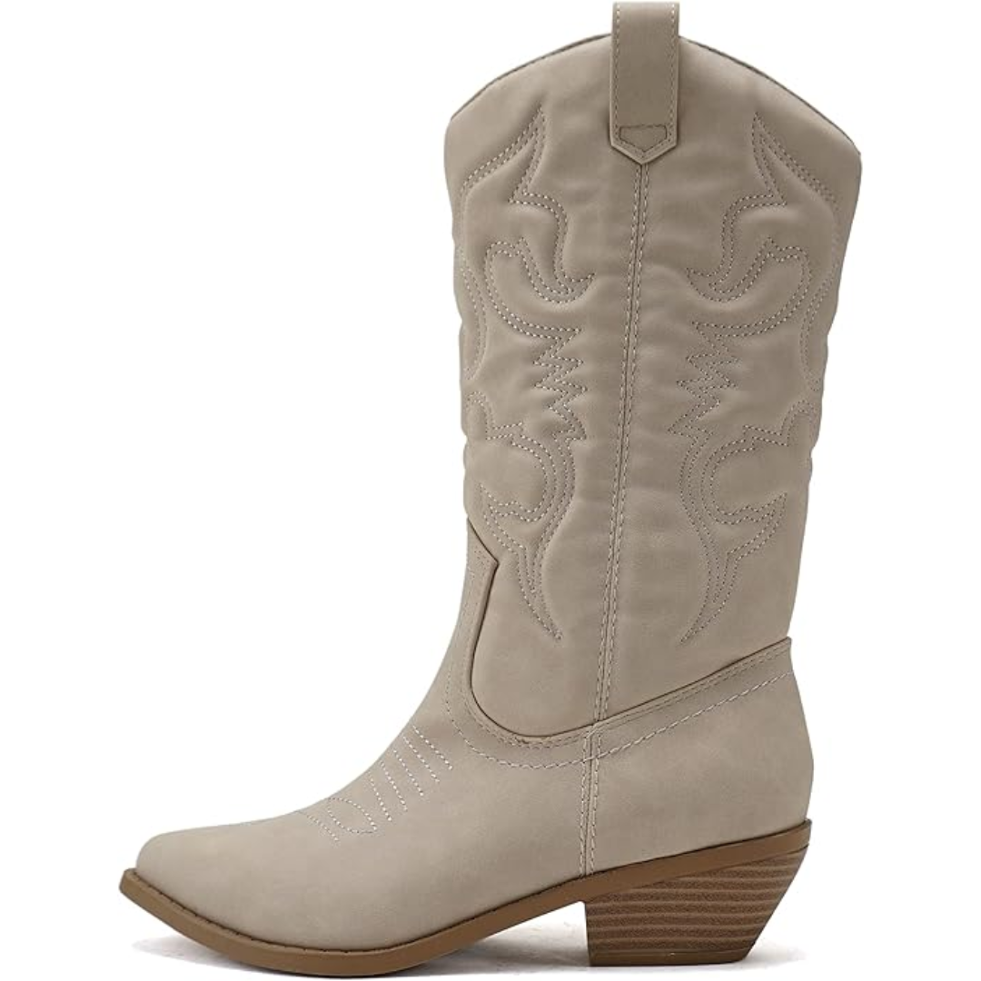 Zwarte elegante dames westernlaarzen Gracia, puntige neus, kniehoog, voor een modieuze look.