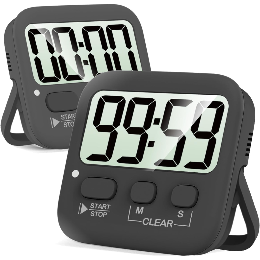 KitchenTick 2-pack digitale keukentimers, ideaal voor nauwkeurig tijdbeheer bij koken en bakken.