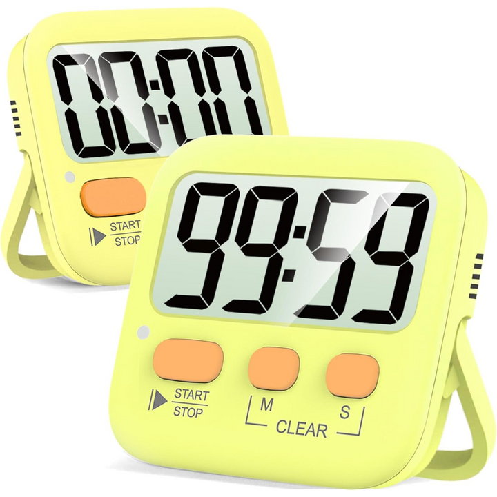 Duidelijke digitale keukentimer met groot display, perfect voor tijdbeheer bij koken en bakken.