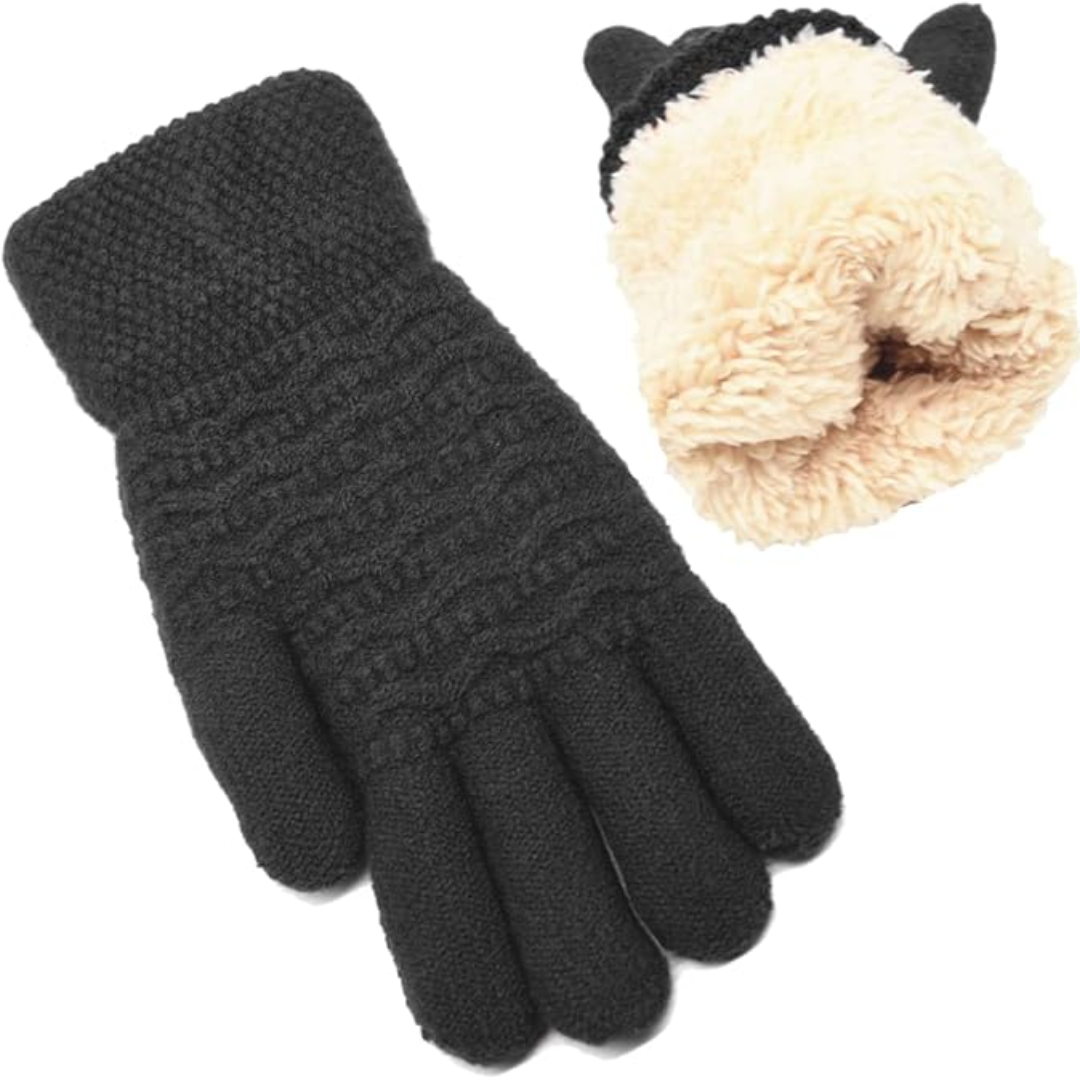Nieuwe collectie: comfortabele dames gebreide touchscreen handschoenen met warme fleece voering.