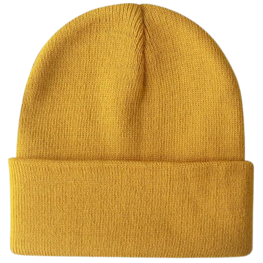 Detail van de zachte gebreide textuur van de unisex wintermuts CozyCap, voor ultiem comfort en warmte.
