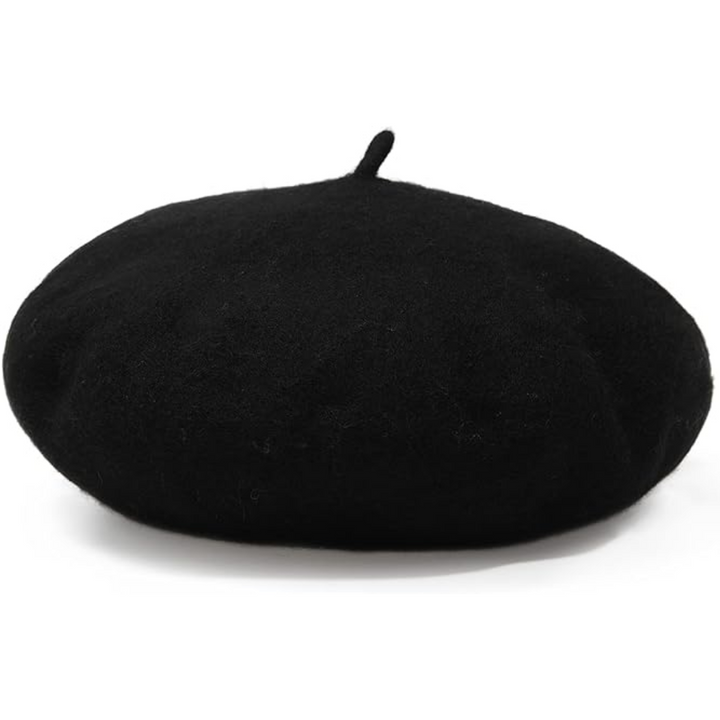 Stijlvolle wollen baret in zwart, klassiek Frans accessoire om elke outfit compleet te maken.