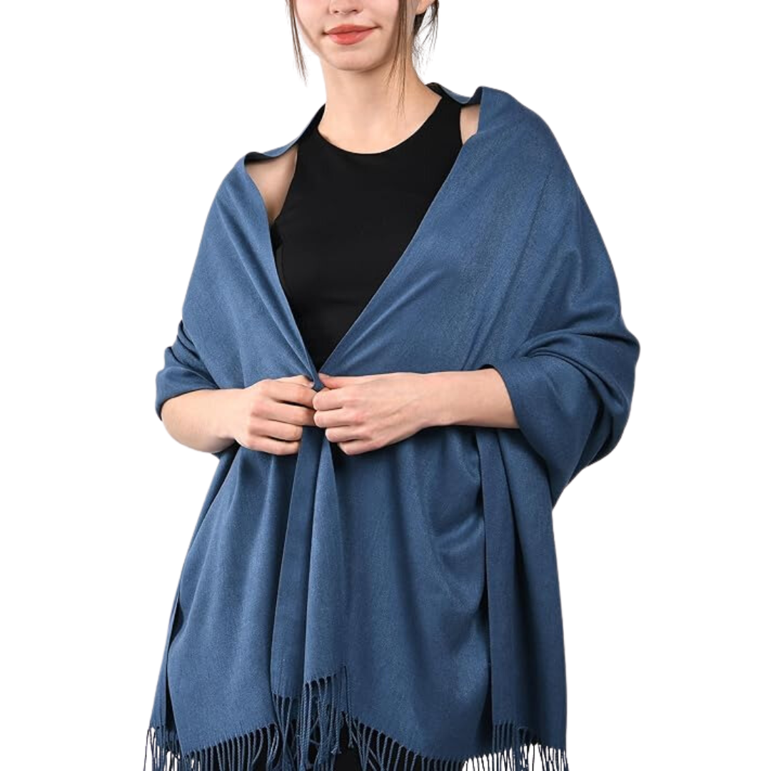 Zachte en warme Eleanor pashmina sjaal voor dames. Stijlvolle omslagdoek, trendy winter mode.