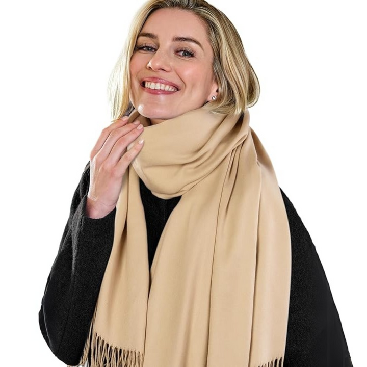Modieuze dames pashmina sjaal Eleanor, perfecte winter accessoire. Zacht, warm en elegant.