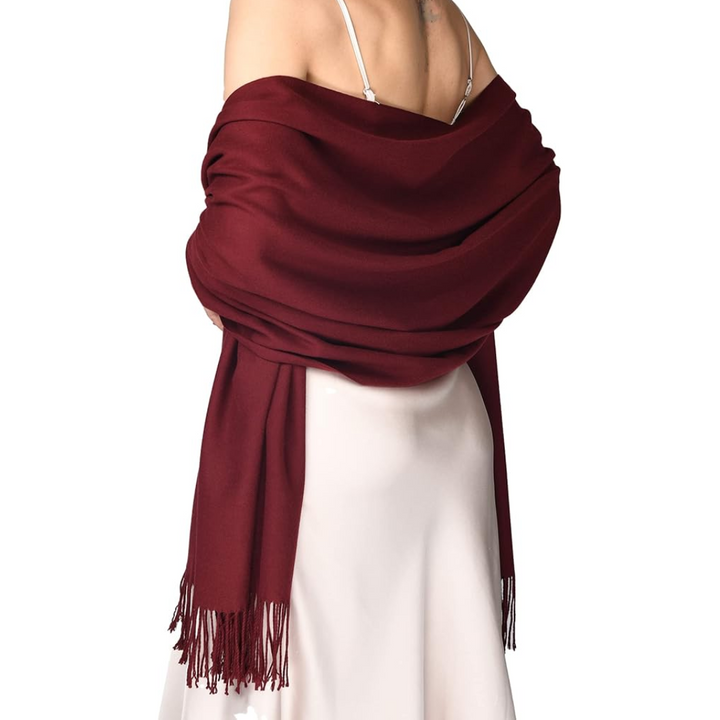 Dames Eleanor pashmina sjaal: luxe, warm & trendy. Ideaal als elegante omslagdoek voor de winter.