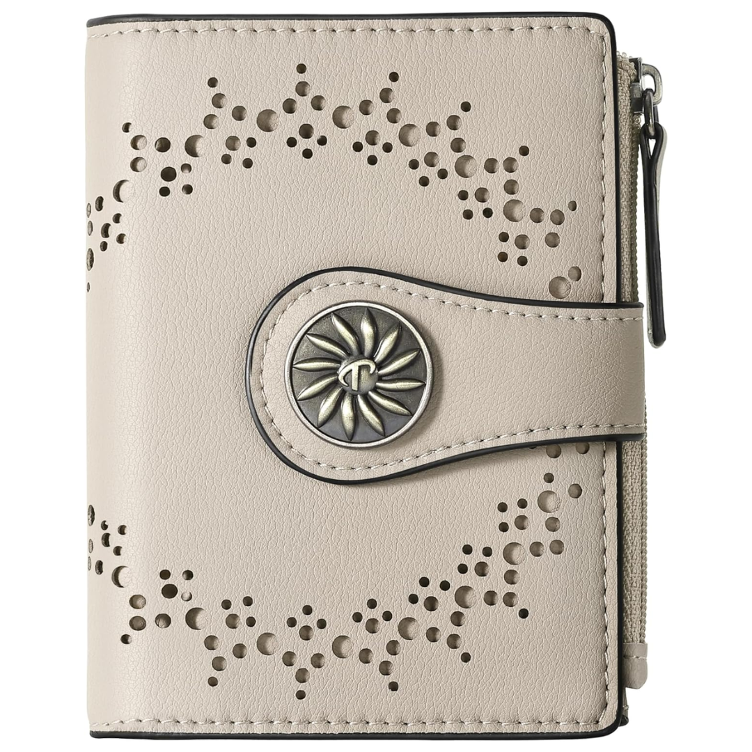 Chique dunne bifold damesportemonnee, compact, met RFID en ritsvak.