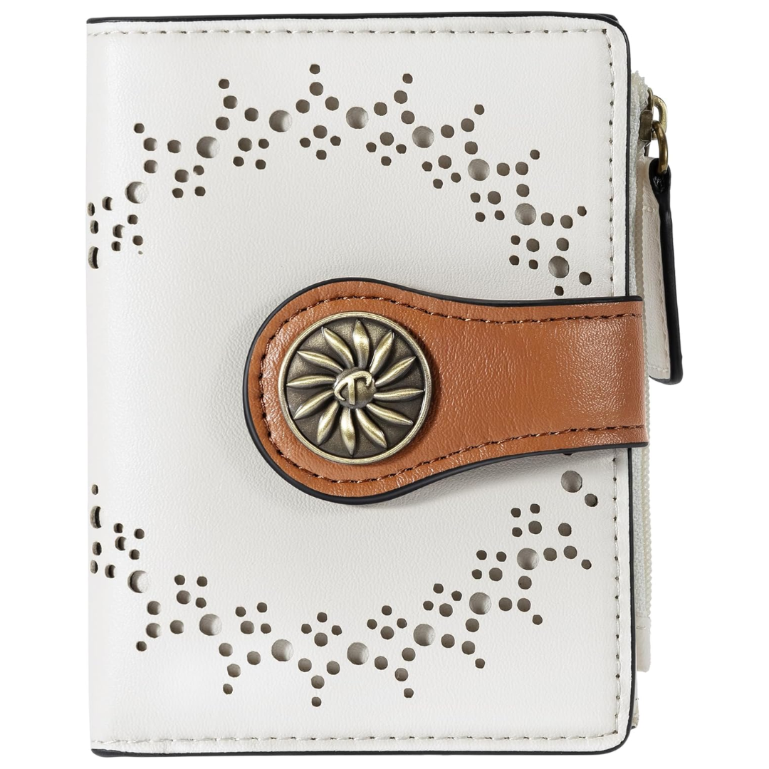 Dunne bifold damesportemonnee met ritsvak, RFID-beveiligd, ideaal voor vrouwen.