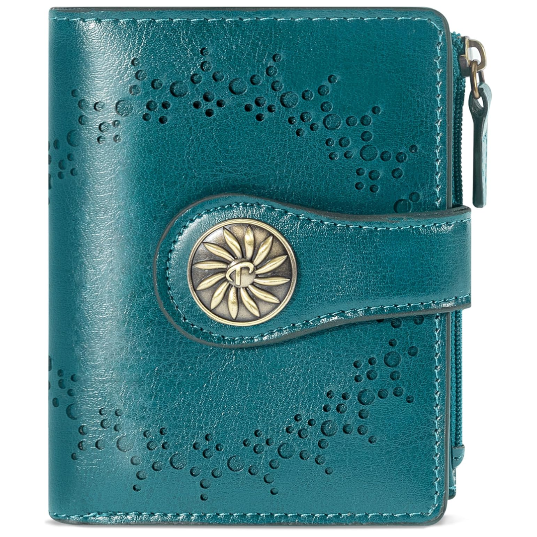Elegante dunne dames portemonnee, bifold, met RFID en ritsvak voor muntgeld.