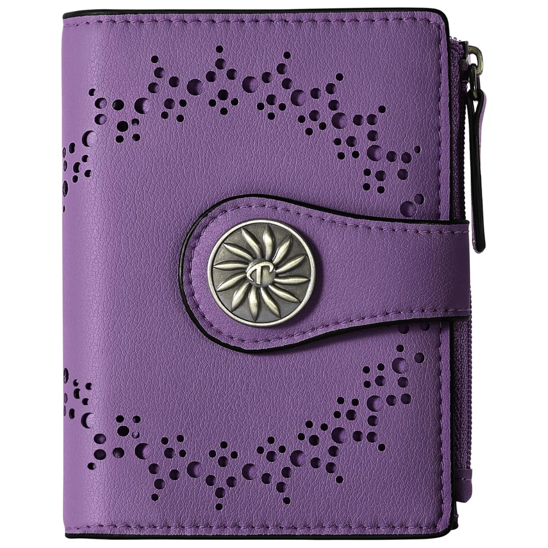 Dunne bifold dames portemonnee met RFID-bescherming en handig ritsvak.