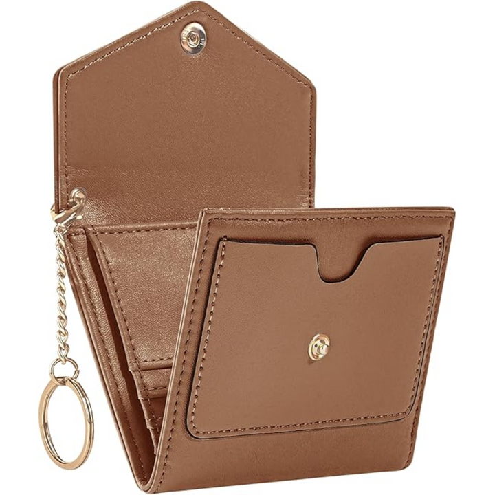 Moderne trifold dames portemonnee met RFID-blokkering beschermt je kaarten. Compact en duurzaam.