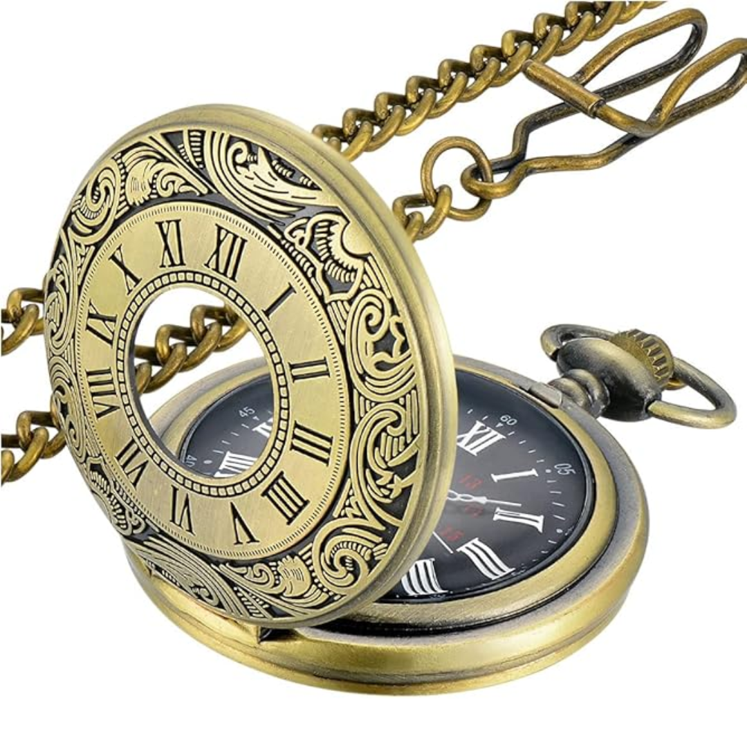 Elegant vintage Kevin zakhorloge met Romeinse cijfers, uniseks accessoire.
