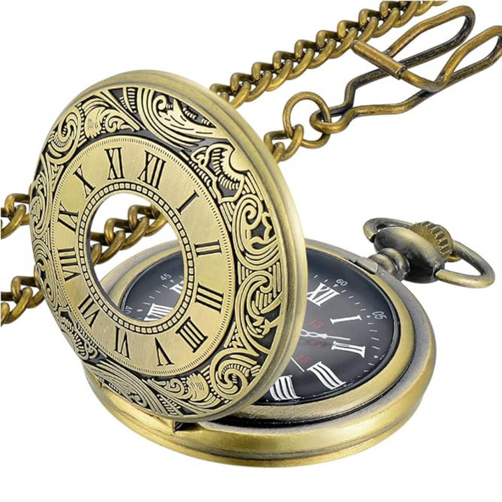 Elegant vintage Kevin zakhorloge met Romeinse cijfers, uniseks accessoire.