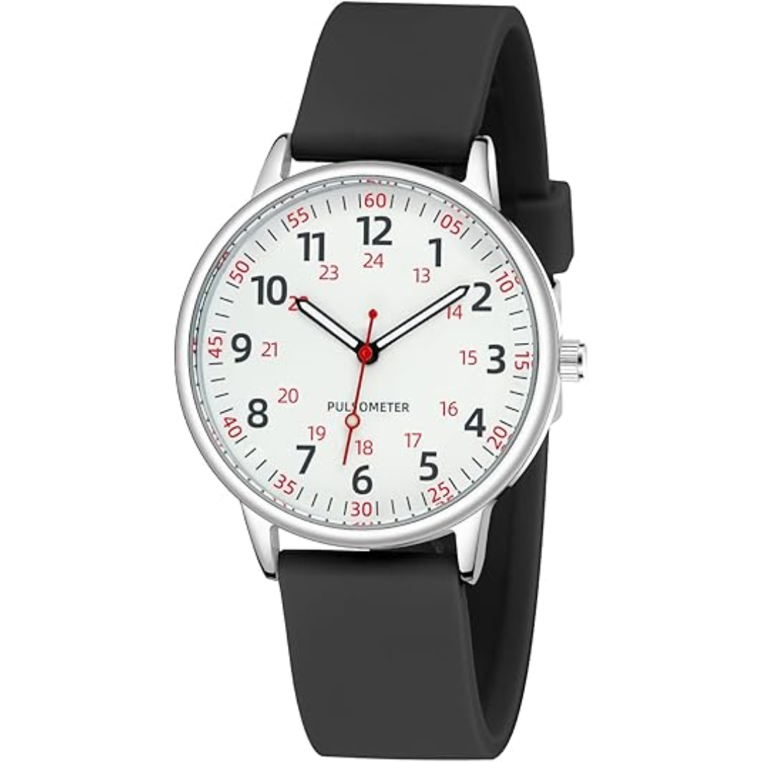 Waterdicht dames zusterhorloge; comfortabel siliconen bandje, ideaal voor medisch gebruik.