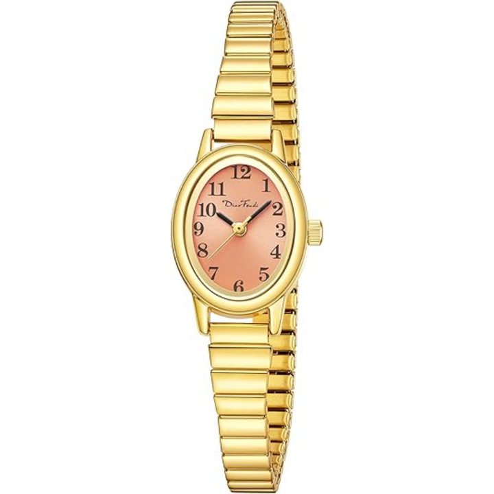Goudkleurig Romy dameshorloge, elegant en klassiek roestvrij staal, perfect cadeau voor haar, klein en fijn.