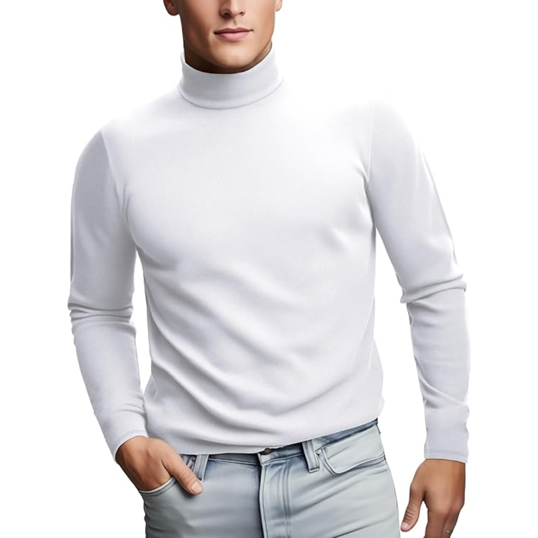 Detail van de opstaande kraag van de Paul heren thermo coltrui, voor extra warmte.