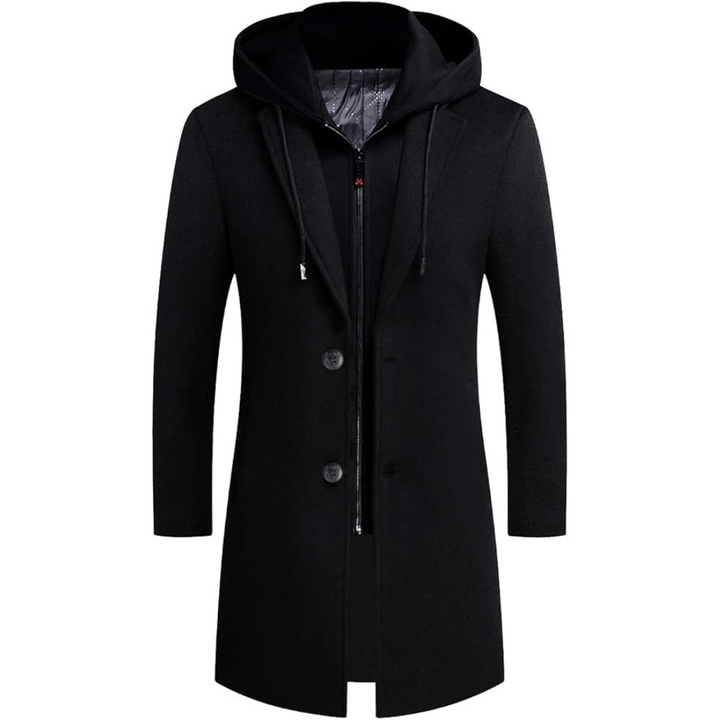 Elegante bruine heren trenchcoat, perfecte lange jas voor koud weer. Klassiek en verfijnd.