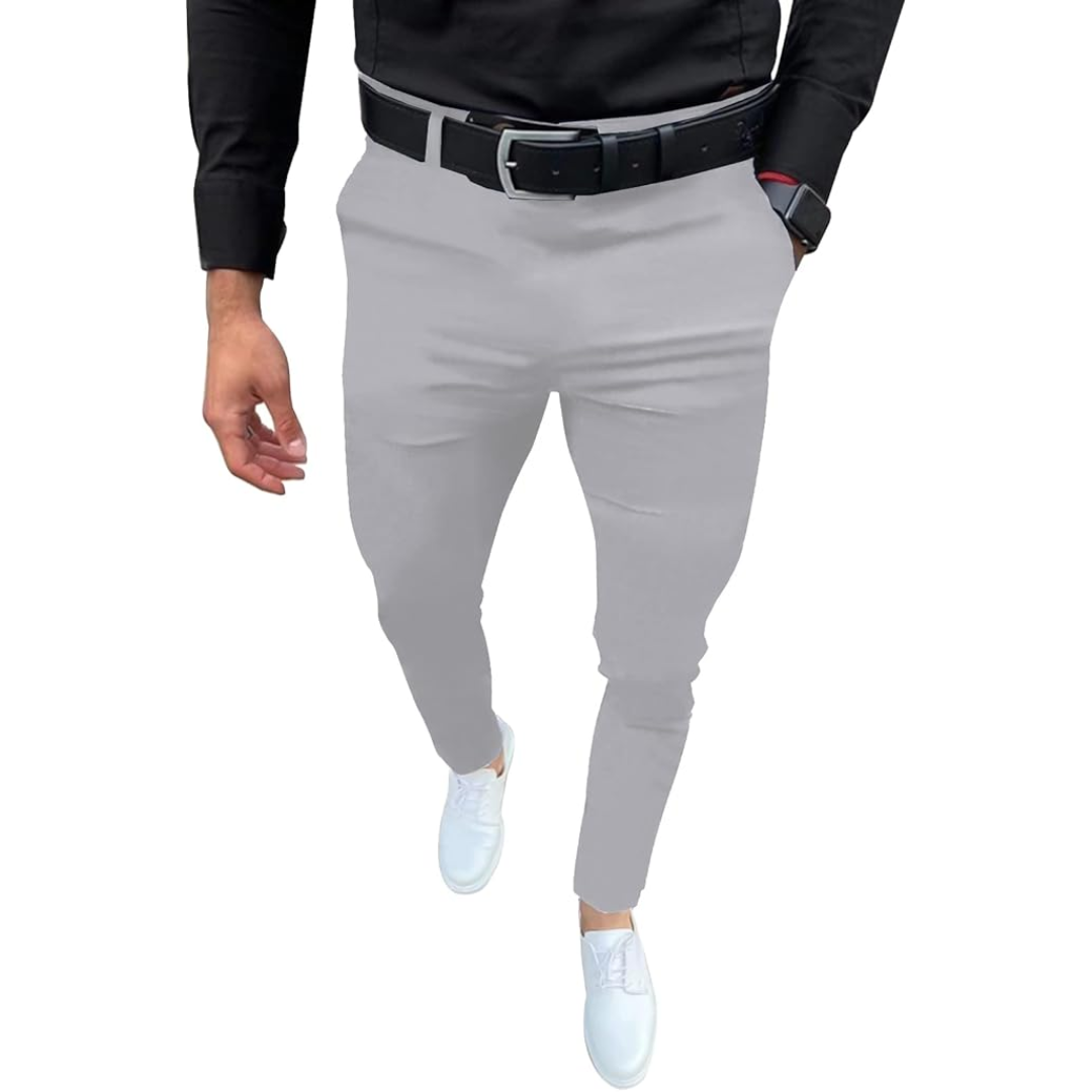 Vooraanzicht van de heren Evert slim fit pantalon, strakke look voor een moderne man.