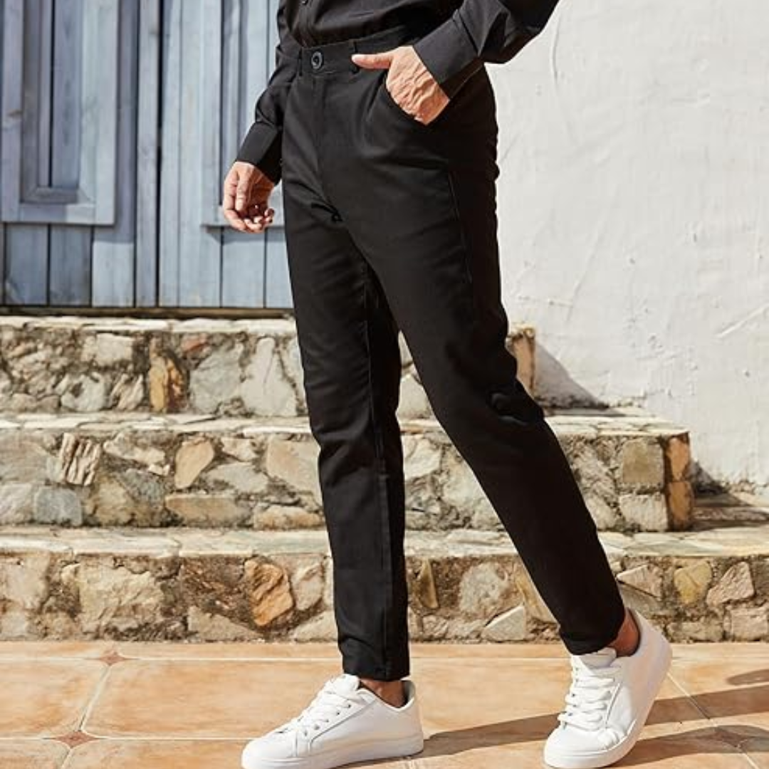 Stijlvolle heren Evert slim fit pantalon, ideaal voor zakelijke of formele gelegenheden.