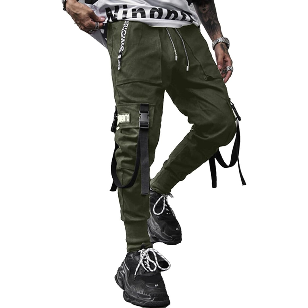 Zwarte heren techwear tactische joggingbroek Robert met multi-pockets, ideaal voor streetwear en urban mode.
