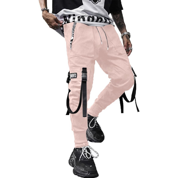 Urban mode heren broek Robert: comfortabele techwear joggingbroek met tactische details en zakken.