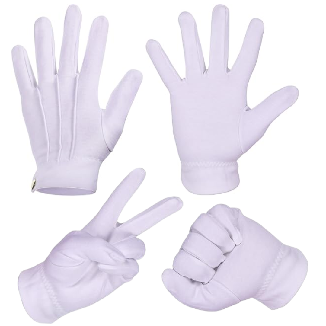 Witte katoenen Santa handschoenen, ideaal voor kerstkostuums en feestaccessoires voor heren en dames.