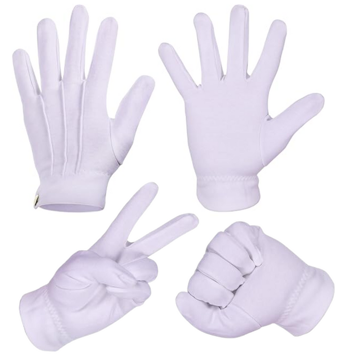 Witte katoenen Santa handschoenen, ideaal voor kerstkostuums en feestaccessoires voor heren en dames.