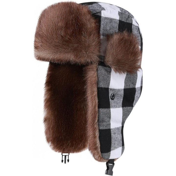 Warme unisex trapper muts met bontvoering voor wintersport en outdoor avonturen. Beschermt tegen de kou.