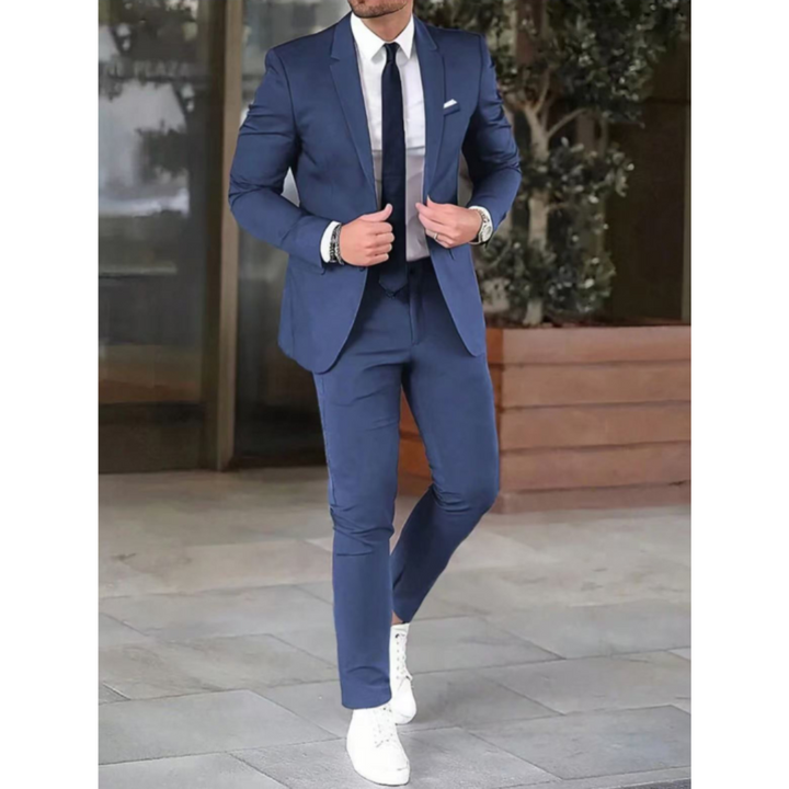 Elegante heren pantalon van een slim fit maatpak, comfortabel en modieus voor elke formele gelegenheid.