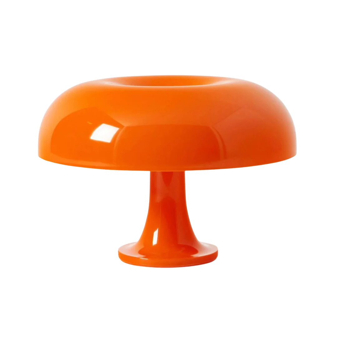 Italiaanse retro paddenstoel lamp met sfeervol oranje/wit licht. Decoratieve PVC tafellamp voor elk interieur.