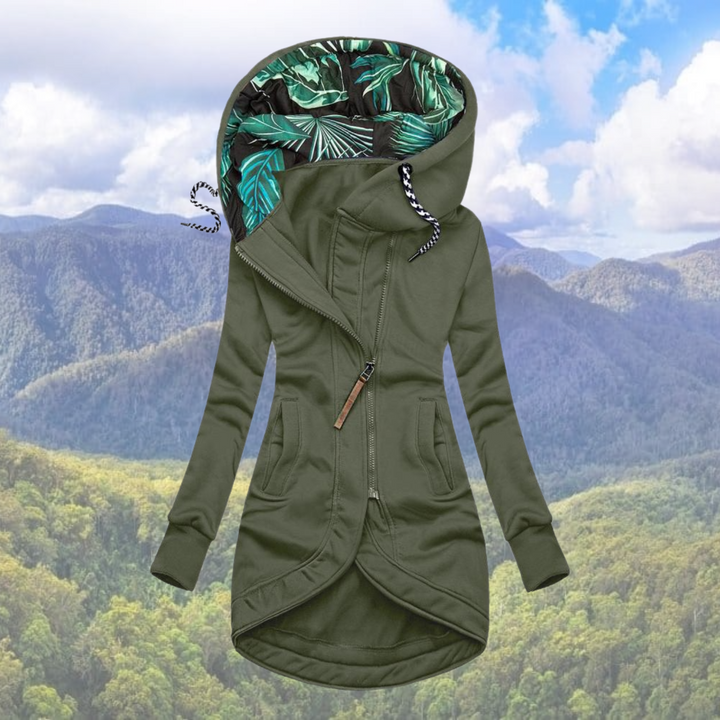Modieuze dames waterdichte winterjas met stijlvolle capuchon, perfect voor koude en natte outdoor dagen.