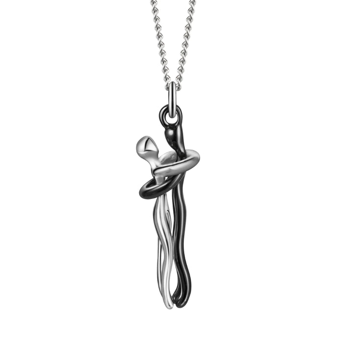 Deze verzilverde koppels ketting met hanger is een stijlvol accessoire voor elke dag.