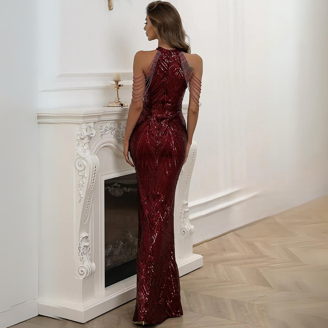 Stralende witte glitter zeemeerminjurk voor dames, een glamour feestjurk voor elke speciale gelegenheid.