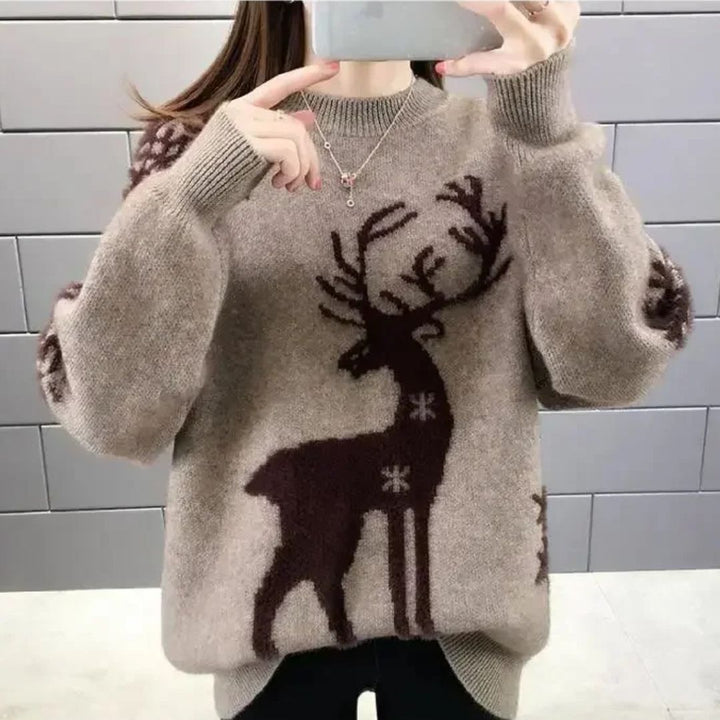 Comfortabele dames kersttrui in feestelijke stijl, ideaal voor de feestdagen en winter. Warme en cosy damesmode.
