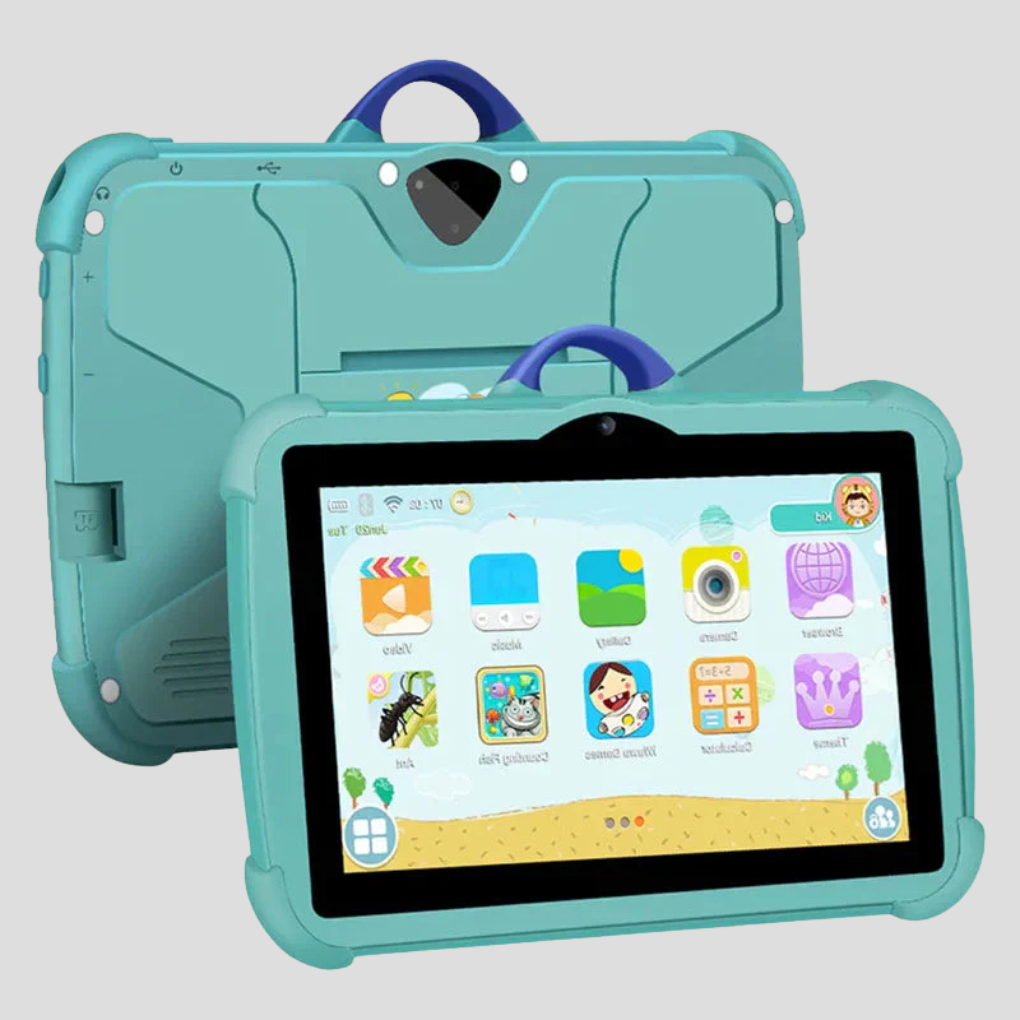7 inch Android kindertablet met ouderlijk toezicht, ideaal voor educatie en veilig spelen voor kinderen.