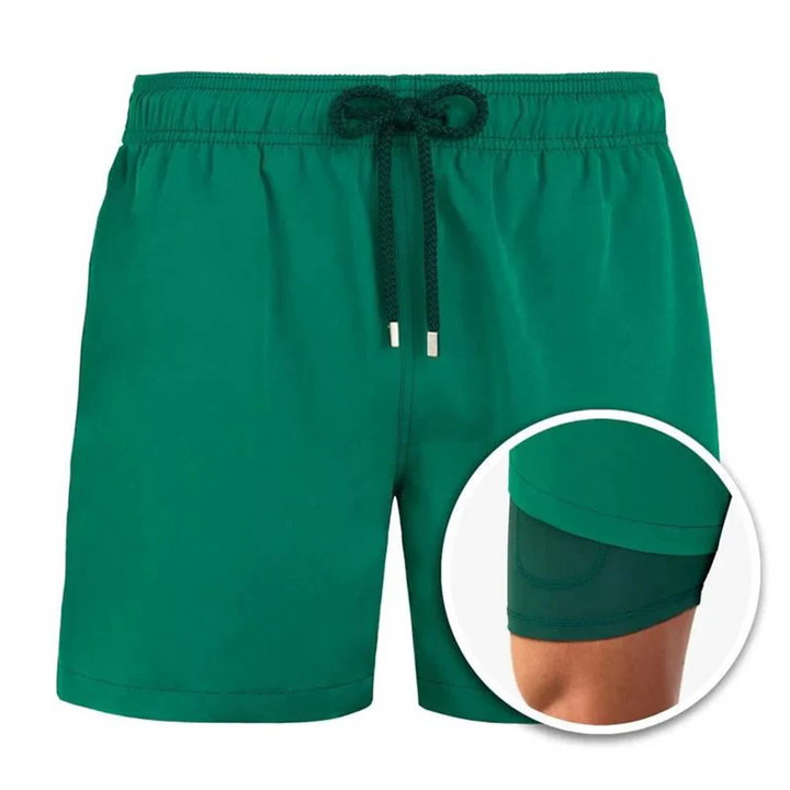 Rode casual zwembroek voor heren, elastisch en sneldrogend. Ideale tropische strandkleding voor de zomer.