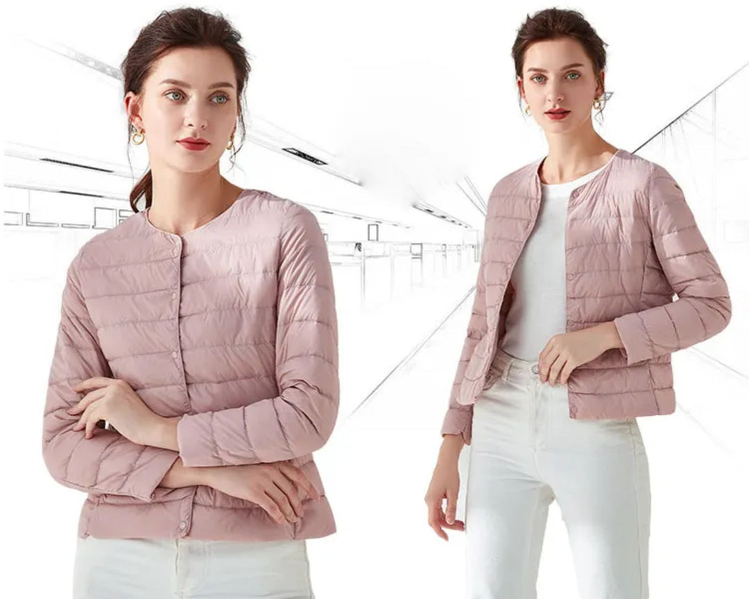 Donsjack voor dames, urban stijl. Lichtgewicht en warm, ideaal voor stadse winterdagen en comfort.