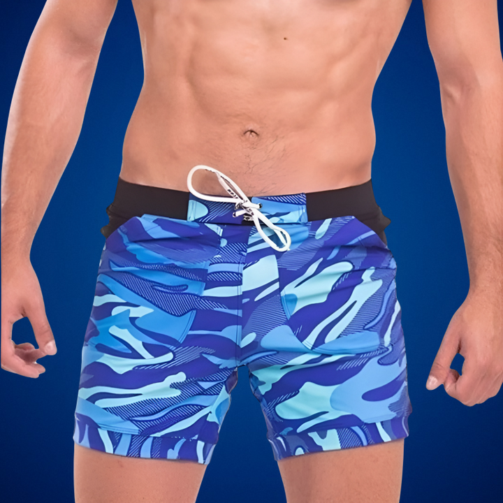 Moderne heren zwemkleding (SIR) in sneldrogend polyester, comfortabel voor zwemmen, sport en strandvakanties.